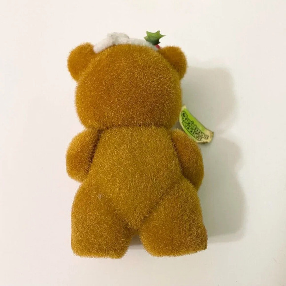 Vintage Jasco Flocked Velvet Christmas Teddies 4 Inch Hanging Tree Ornament - Picture 14 of 16